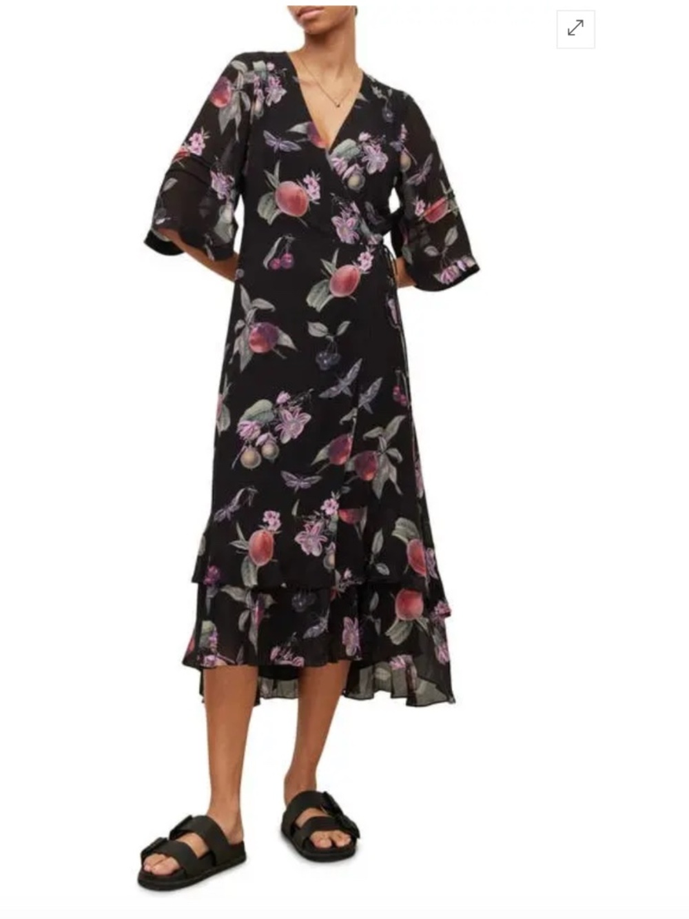 $378 ALLSAINTS Delana Soleil Wrap-Style Midi Dress EUC/sz 4